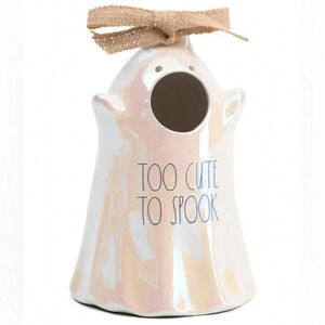 NEW Rae Dunn - TOO CUTE TO SPOOK - Luster Ghost Home Decor Birdhouse by Rae Dunn